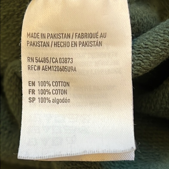 American Eagle Green Geometric Graphic Hoodie Sweatshirt Distressed Cotton Large - Picture 11 of 12